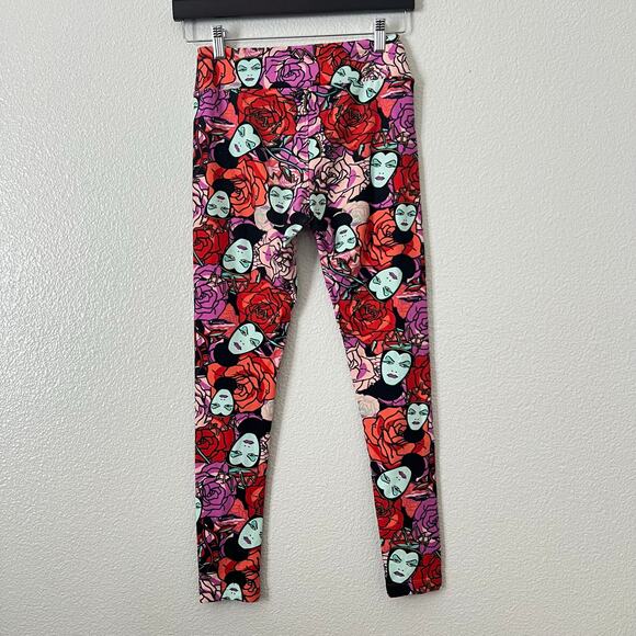 Lularoe Disney Evil Queen Rose Print Leggings red pink purple - Picture 4 of 6